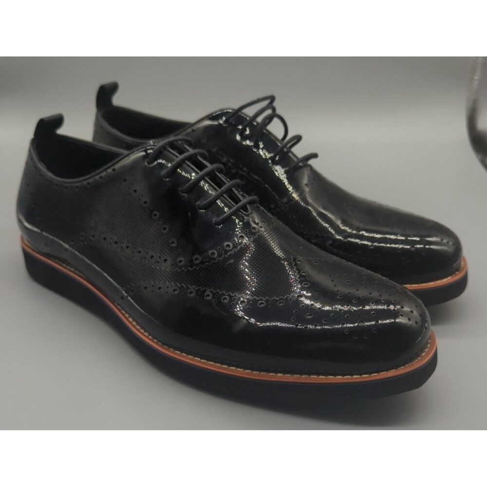Marc Nolan Oscar Black Patent Leather Wholecut Brogue Sneakers Mens 8 Pad Insole
